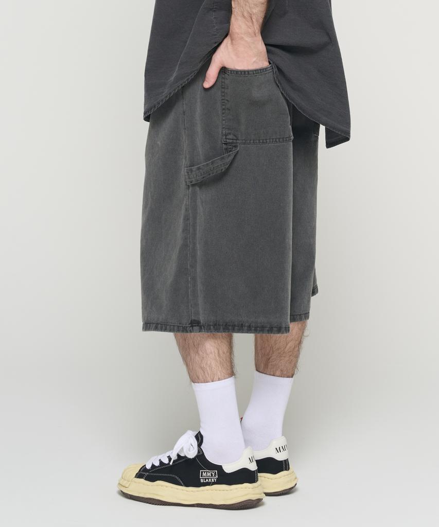 CARGOBROS Dirty Washed Carpenter Bermuda Pants (Charcoal)