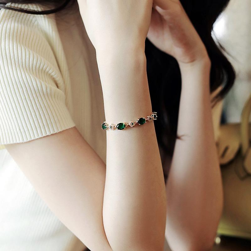 Real gold electroplating Korea Dongdaemun fashion new personality trendy zircon exquisite bracelet Internet celebrity temperament design jewelry