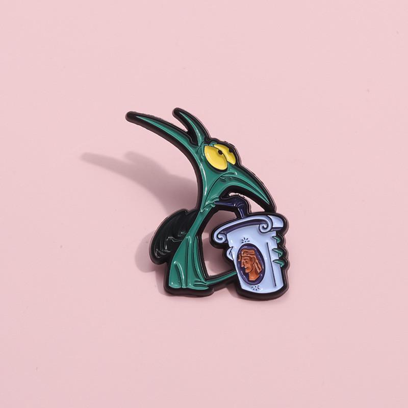 Adorable Cartoon Animal Badge Creative Alloy Brooch Cute Monster Water Drink Design