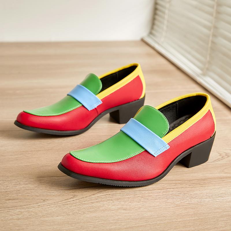 Fashion Designer Colorful Loafers Pointed Mixed Color Slip on Leather Shoes for Men New Dress Wedding Prom Homecoming Loafers