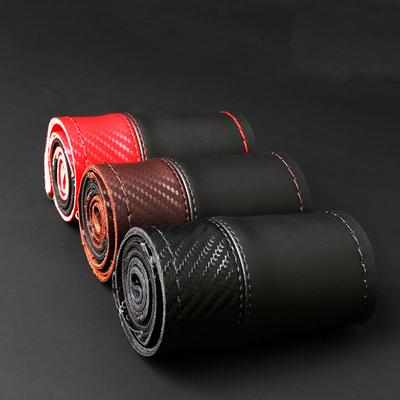 DIY Carbon Fiber Leather Car Steering Wheel Cover Universal Car Accessories Wear Resistant Leather Braid For Steering Wheel