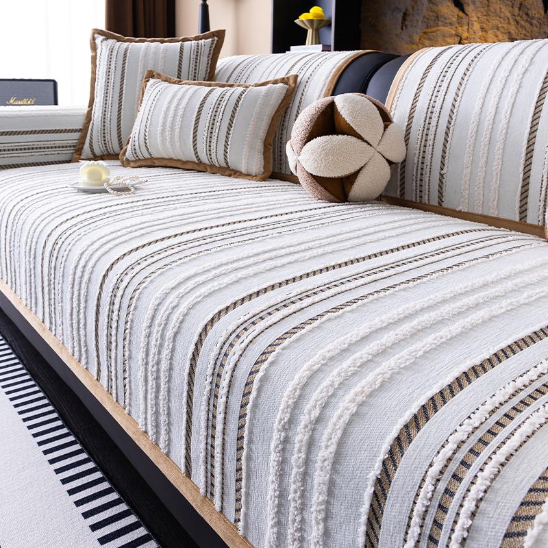 Autumn Living Room Non-slip Striped Sofa Cushion Couch Sofa Covers Mat Chenille Slipcover Funda Sofa Mat