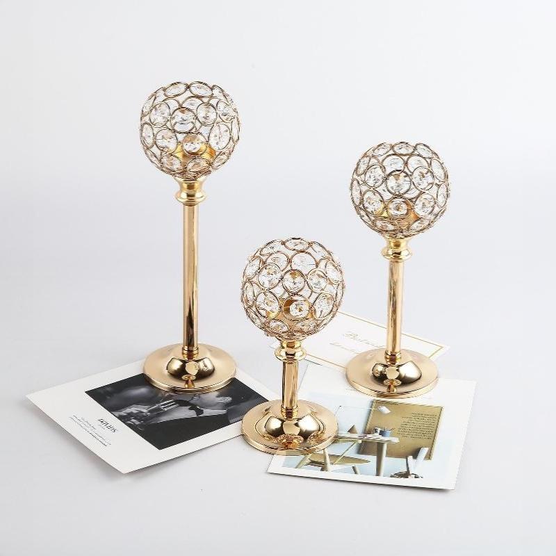 Table Centerpiece Metal Glass Candle Holder 1Pcs Gold Silver Tealight Candlestick for Birthday Party Decor