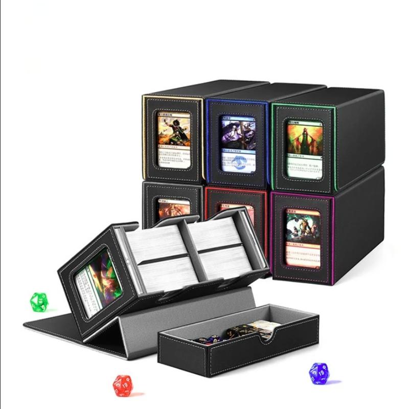 3 In 1 Trading Commander Card Deck Case PU Leather Card Storage Box Holds 200+ Magnetic Closure Card Holder for PKM MTG TCG Game
