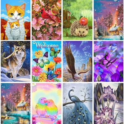 DIY 5D Diamond Painting Animal Pattern Birds Cat Diamond Embroidery Mosaic Art Picture Flowers Cross Stitch Kit Home Decor Gifts