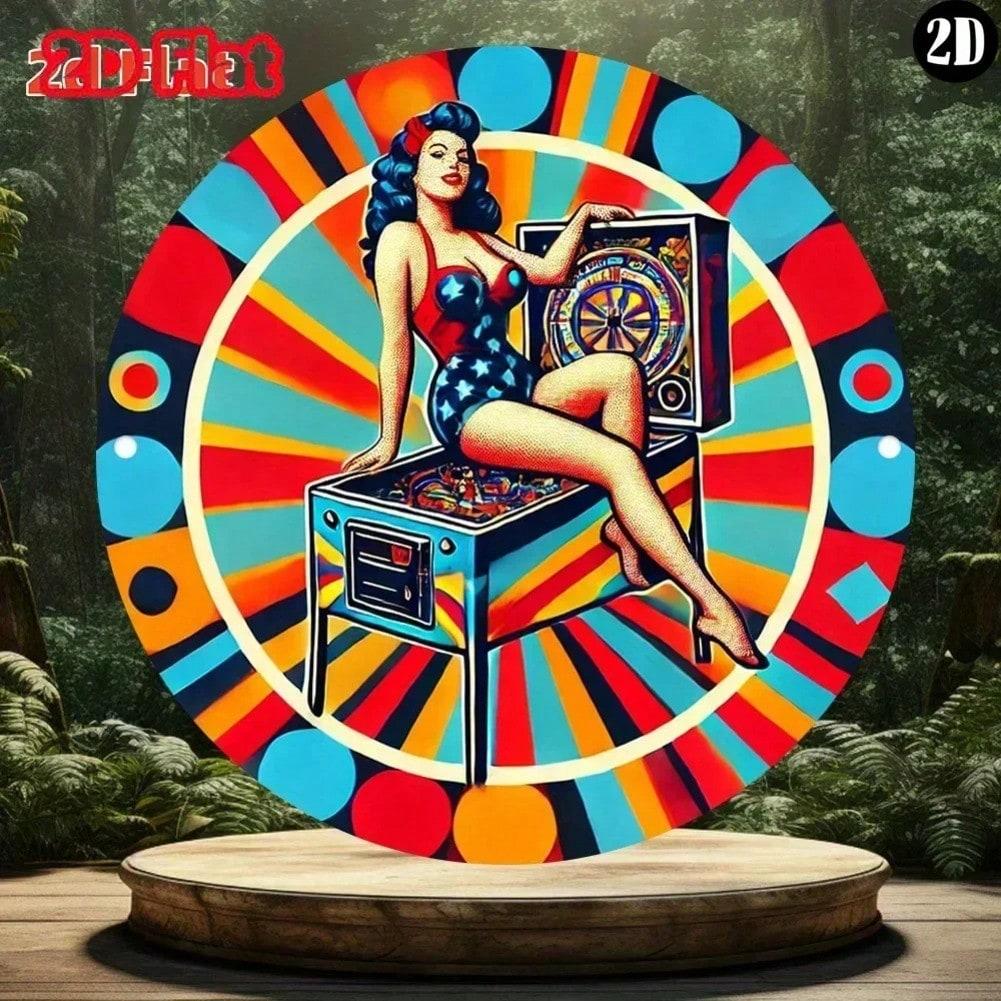 

Metal Tin Sign Vintage Christmas Round Wall Decor for Bar Cafe TYA38026-20X20cm різнокольоровий