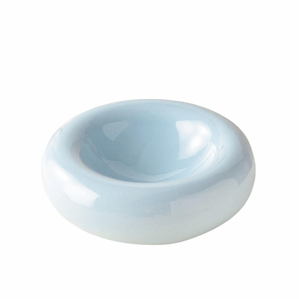 High-Aesthetic Donut-Shaped Cat Bowl Wide Opening Pet Food Bowl Ceramic Cat Bowl Pet Feeding синий