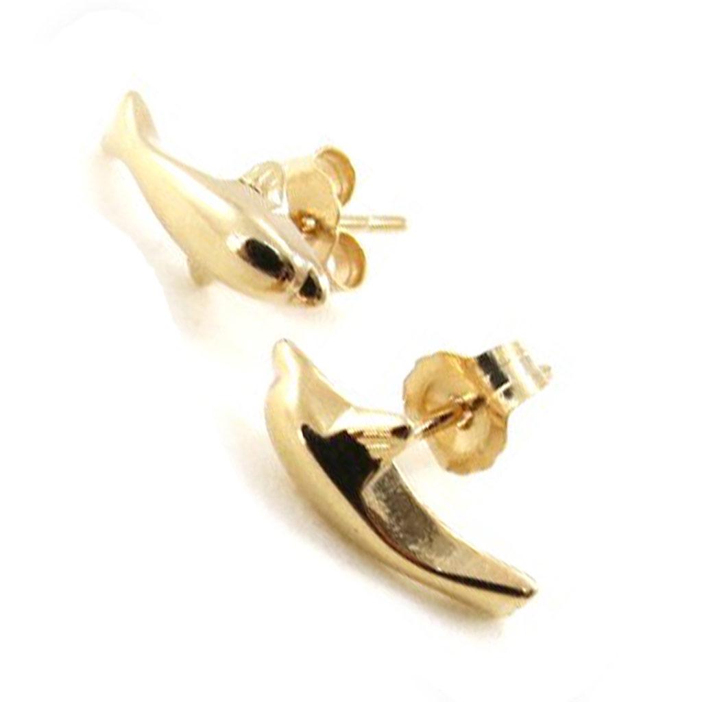 Les Trésors De Lily [D7362] - Gold Plated Earrings 'Heureux Dauphins' Gold - 5x12 Mm