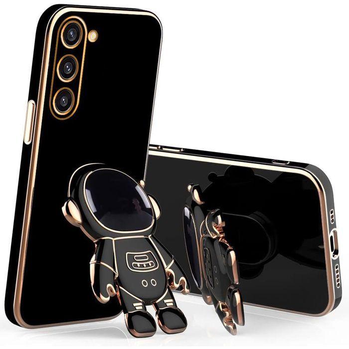 Coque pour Xiaomi 15T Pro, Silicone Slim Anti-Rayures avec Support Motif Astronaute - Noir