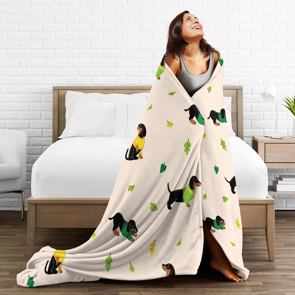 Dachshund Flannel Blanket Dogs Animal Awesome Throw Blanket for Home Hotel Sofa 125*100cm Rug Piece