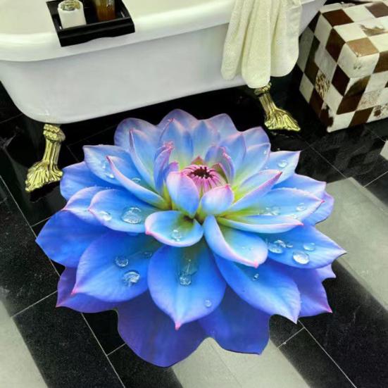 3D Flower Floor Mat Realistic Absorbent Flower Carpet Non-Slip Decorative Area