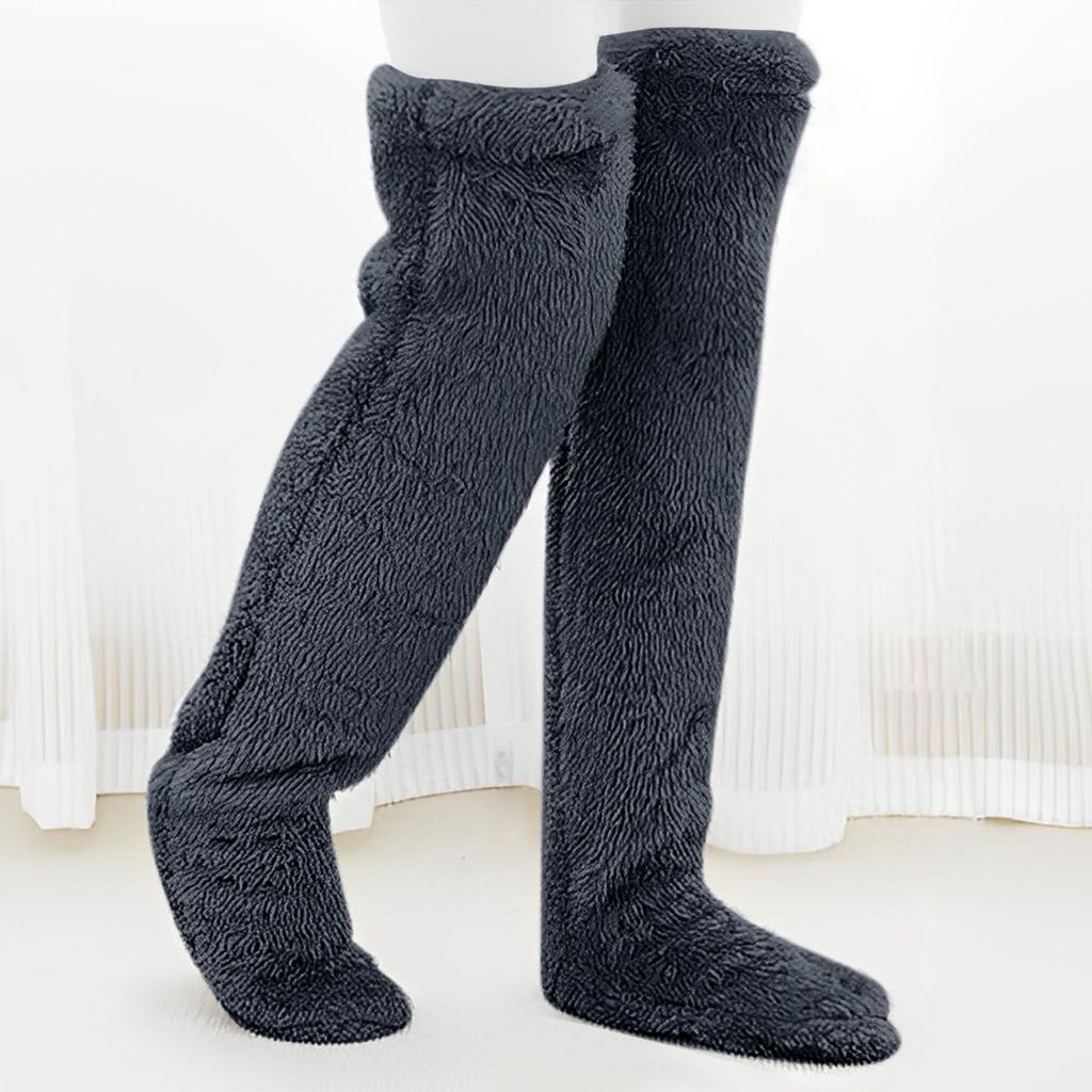 Thick Goose Down Leg Warm Knee Pad Socks Pregnant Women Elderly Cold Leg Teddy Bear High Long Floor Socks Warm Feet