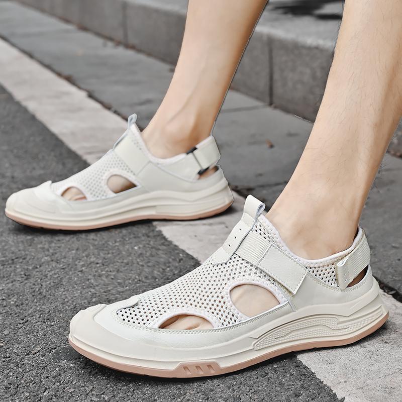 Stil clasic pentru bărbați de vară, realizate manual din plasă, sandale respirabile, pantofi casual pentru bărbați, în aer liber