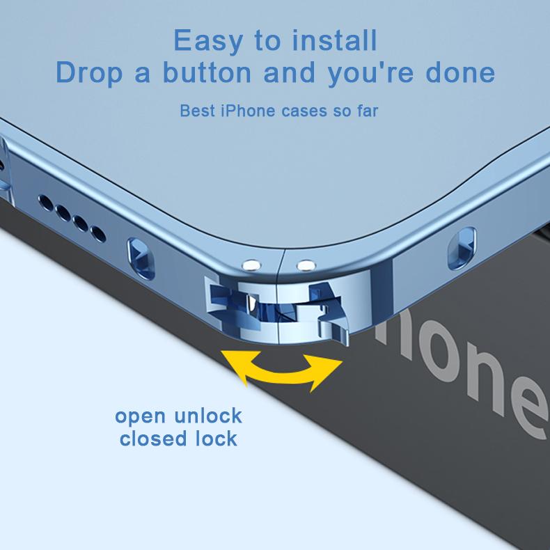 Coque de téléphone à cadre métallique Pour iPhone 17 11 12 13 14 15 16 Pro Max Alliage d'aluminium Protection Complète de l'Objectif Coque Arrière Métallique Plaqué Pour iPhone 13 mini