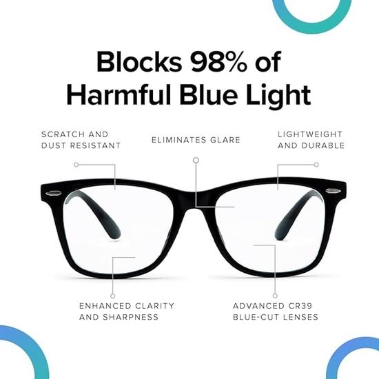 Okulary komputerowe Intellilens Wayfarer Kids do ochrony oczu | Okulary z zerową mocą, antyodblaskowe i z filtrem światła niebieskiego | dla chłopców i dziewcząt