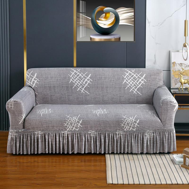 Printed Sofa Cover Stretch Couch Covers Patterned Slipcovers With Skirt Washable Spandex Furniture Protector For Living Room