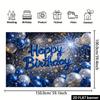 Generic Birthday Party Backdrop, Navy Blue Firework Gold Star Happy Birthday Foil Balloon, Polyester, No Power, Party Decor