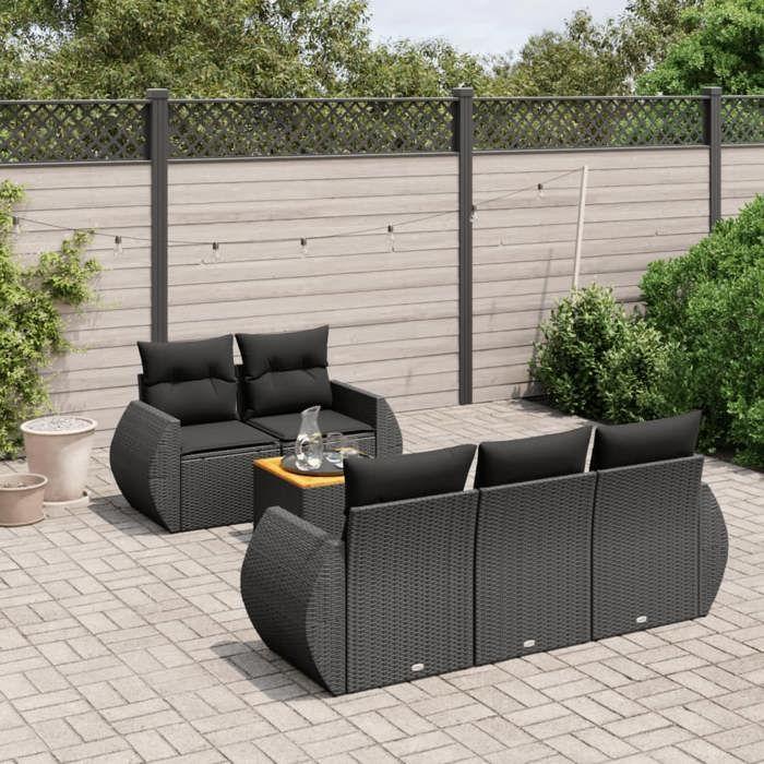 VidaXL Garden Lounge Set with Cushions 6 Pcs, Patio Sofas, Patio Furniture Set, Outdoor Furniture, Black 3257217