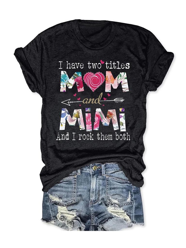 Mother's Day Pattern Print Round Neck Short Sleeve T-Shirt for Women