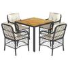 VidaXL Ensemble à Manger de Jardin avec Coussins 5 pcs, Table et Chaises de Patio, Meubles d'Extérieur Terrasse, Moderne, 3212037