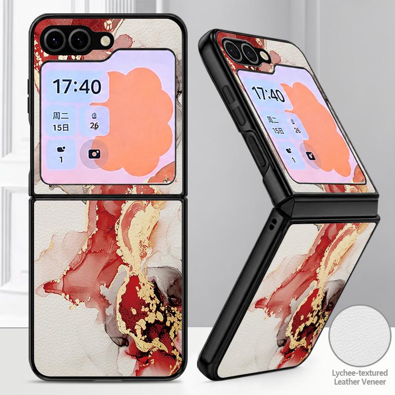 Colorful Marble Case For Samsung Galaxy Z Flip 8 7 6 5 Flip8 Flip7 Flip6 Luxury Leather Skin Hard Folding Phone Cover