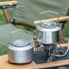 Ultra Light Pure Titanium Camping Kettle With Foldable Handle 1L Portable Water Boiler Hiking Outdoor Travel