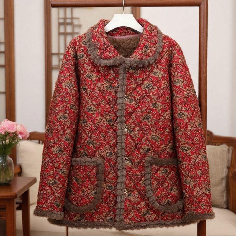2025 Neue florale Samt-Baumwolljacke für Damen - Gemütliche, stilvolle Oberbekleidung für Senioren