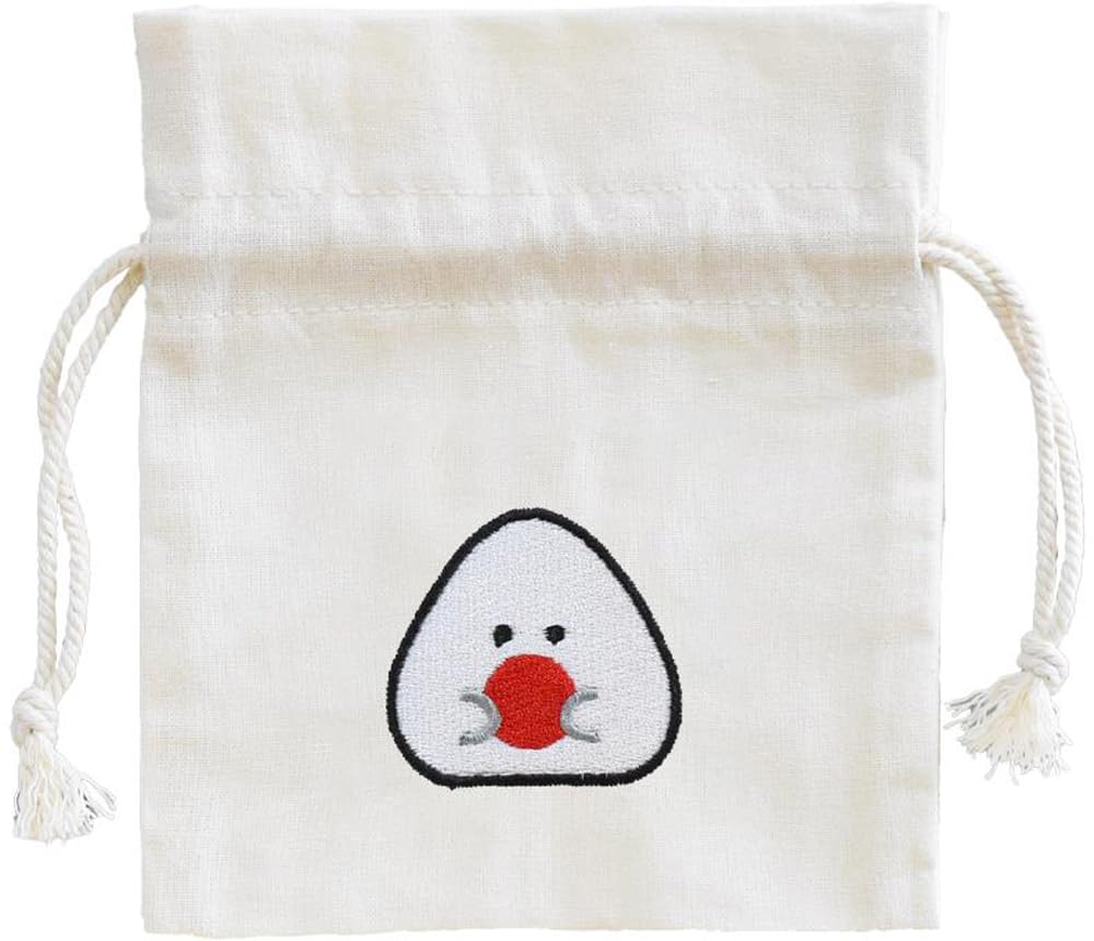 Ippinsha Gyutto Plum Drawstring Bento Mini Embroidered Gift 47184 Onigiri-san