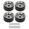 4-Piece Silver 1.9-inch RC Wheel Rim Set, Zinc Alloy, 10-Hole, Universal Fit for RC Crawler Cars