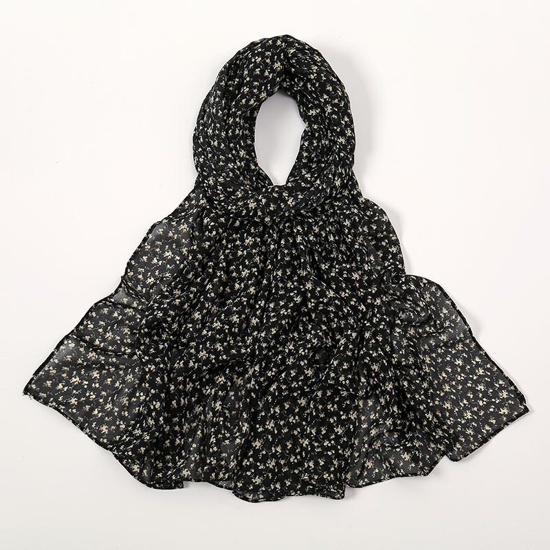 Modischer Blumenmuster Chiffon Schal Für Muslimische Frauen Chiffon Hijab Mode Damen Elegante Lange Schals Wickeltücher Fabrik