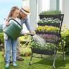 5-Tier Raised Garden Bed 4FT Vertical Garden Planter with Storage Rack and Lockable Caster Wheels Indoor Outdoor Raised Planter