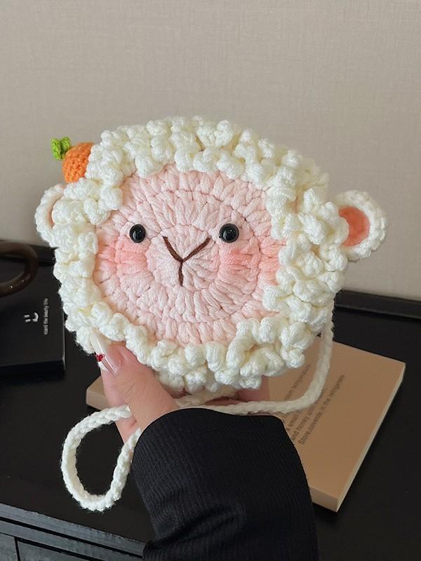Handwoven Mini Sheep Crossbody Bag With Soft Yarn For Kids And Casual Use