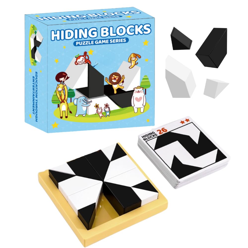 Black and White Puzzle Brain Training Puzzle 80 Questions 40 Cards 5 Levels Block Game Exam Preparation Educational Toy Brain Training Seniors 16