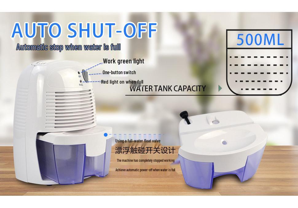 Mini USB-Powered Dehumidifier with 0.5L Tank for Home Use
