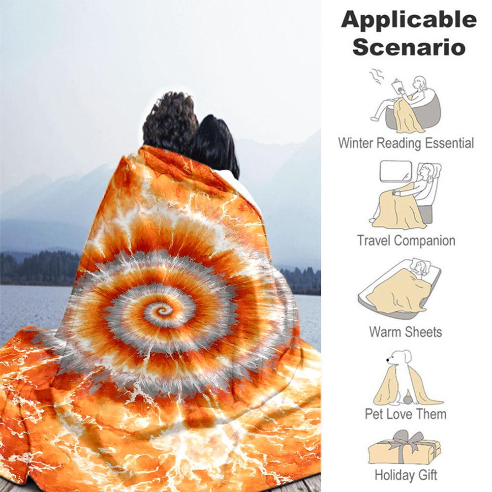 1pc tie-dye spiral Outdoor Flannel Blanket Soft Warm All-Season Throw for Sofa Bed Car Camping Office, Cozy Gift Idea1278S