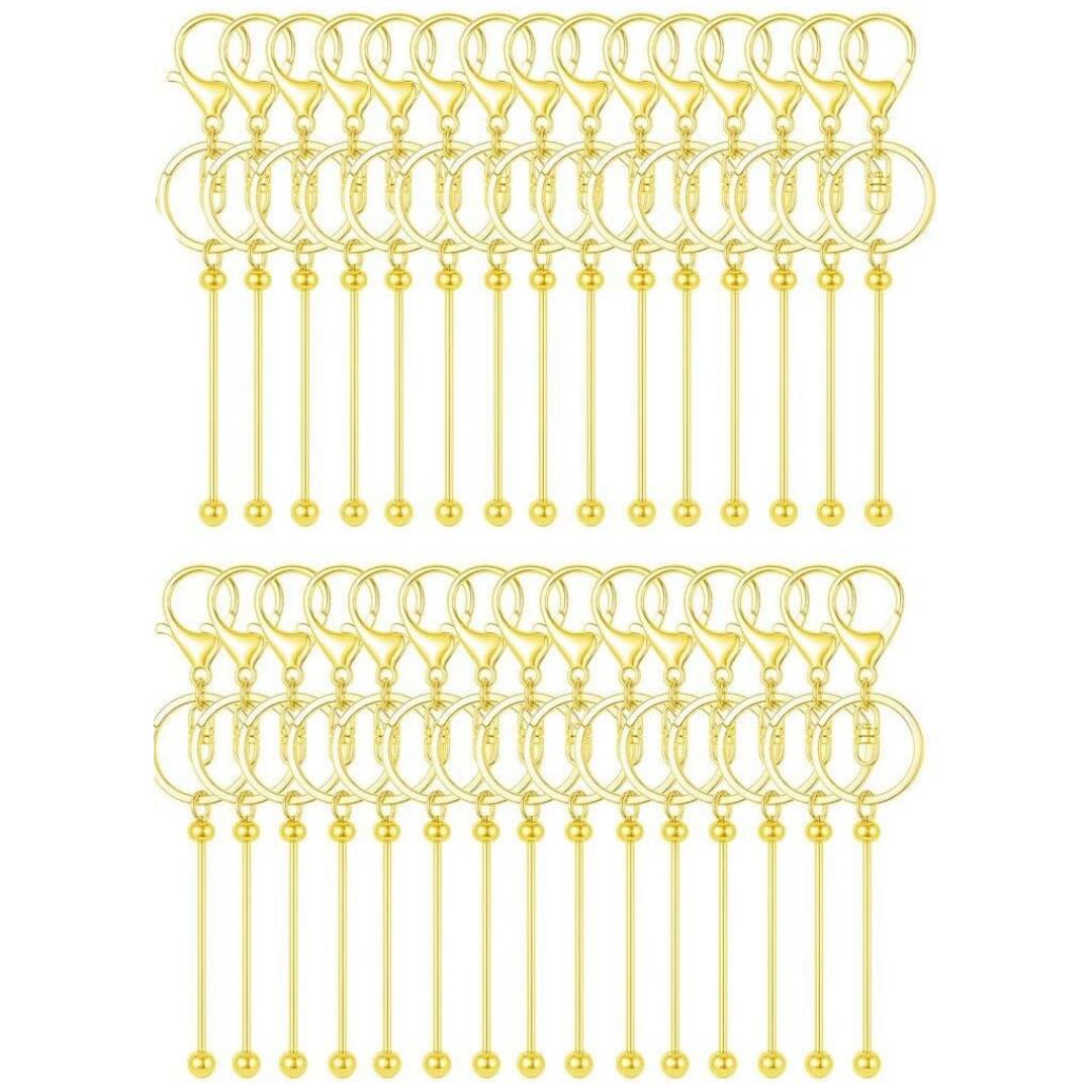 

30Pcs Beadable Keychains Keychain Bulk kit Cute Blank Bead Keychain Strip DIY Men s and Women s Making Supplies Crafts, Jewelry, золотой