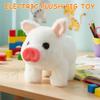 Interactive Electronic Pig Toy with Wagging Tail & Twitching Nose & Oink Sounds Animated Walking Pig Plush Toy for Pets Lovers