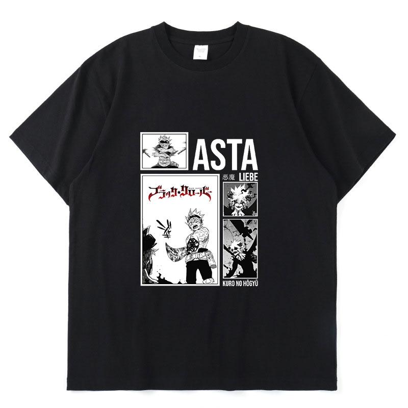 

Черный клевер Аниме Аста Юно Ями Японская уличная одежда Манга Принт Лето Короткий рукав Свободная мужская футболка Хип-хоп Оверсайз