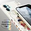 Cartoon Colorful Pattern Printing Phone Case Square Liquid Silicone TPU Full Cover Camera Shockproof Protection Cover for Samsung Infinix Tecno