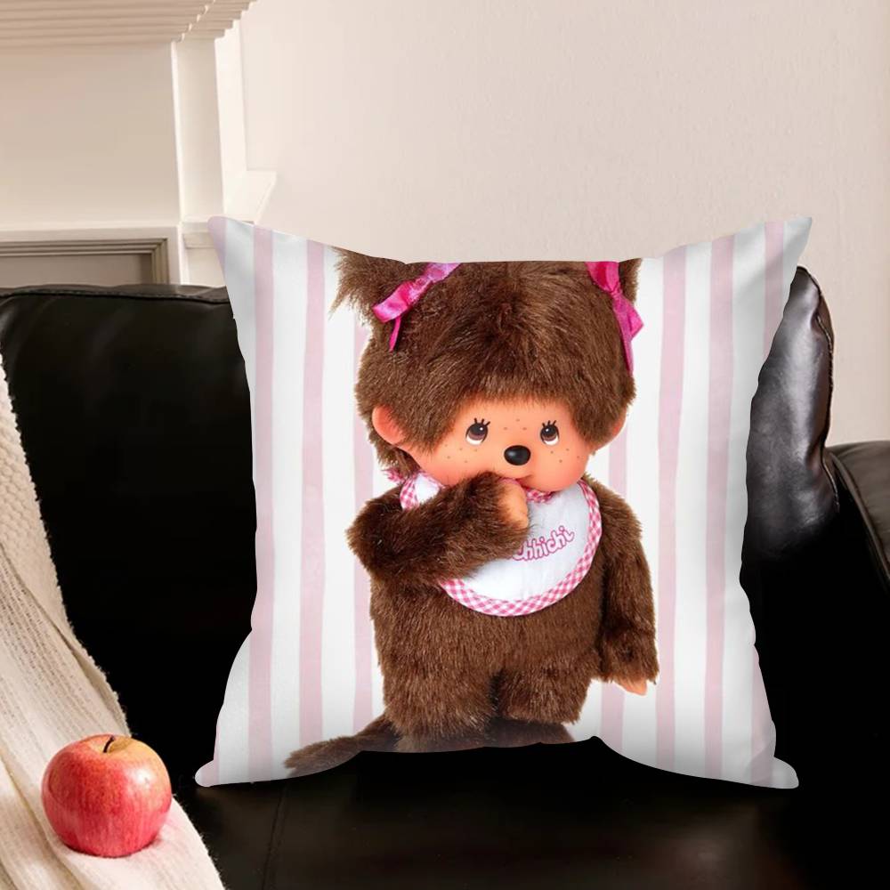 Cute M-Monchhichi-I Pillowcase For Sofa Room Office Decor Printing Protector Cushion Cover Valentine Gift Custom