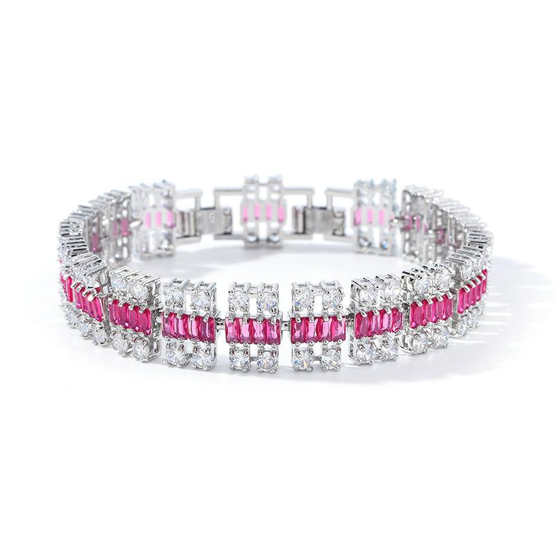 Evropská a americká Móda Pokovený Skutečné Zlato Zirkon Hodinkový Řetízek Třířadý Náramek