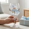 Klares Borosilikatglas Weihnachts-Stielweinglas, Schneemann/Weihnachtsmannkranz/Elch/Weihnachtsbaum Handbemalt, Einzigartige Austauschgeschenke Kreatives Stielglas