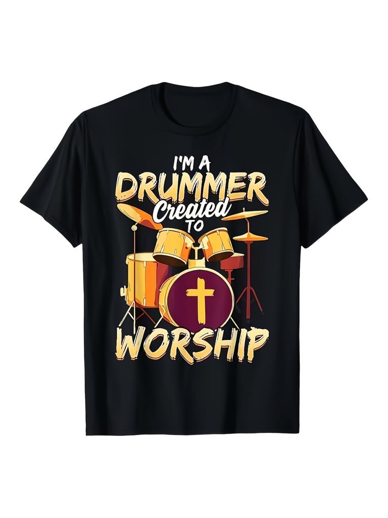 Unisex T-shirt I'M a Drummer, a Graphic Tee Designed for Worship - Casual Short-Sleeved Crew Neck T-Shirt, Stylish