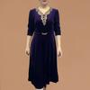 Jesień Zima Odzież Damska Złoty Aksamit Luksusowy Elegancki Sukienka Vintage Moda Casual Nowy Luźny Długi Rękaw Midi Szykowna Sukienki