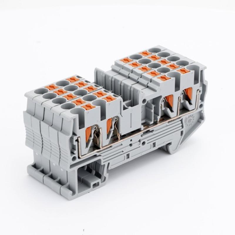 PT25 Spring Loaded Terminal Block 4 Conductor Quattro Push In Plug 1/10PCS Din Rail Fit for DIY Electronics Projects