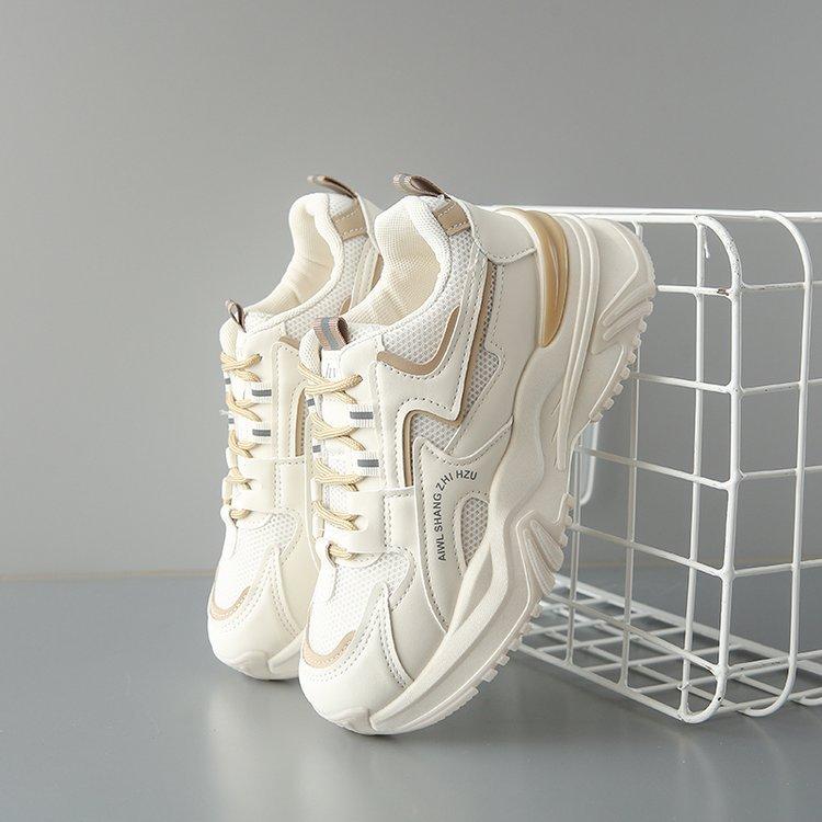 Foreign trade sports shoes women's 2025 spring new muffin thick-soled color matching mesh breathable student casual shoes women