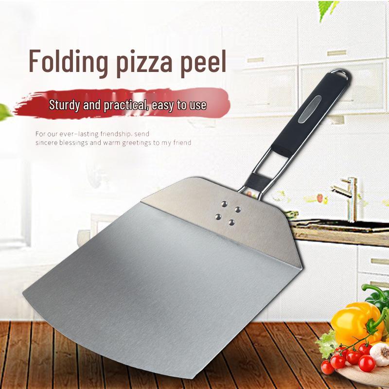 Stainless Steel Folding Pizza Peel & Cake Spatula - Round & Square Baking Tool