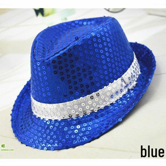 Children's Two-Color Striped Sequined Performance Jazz Hat