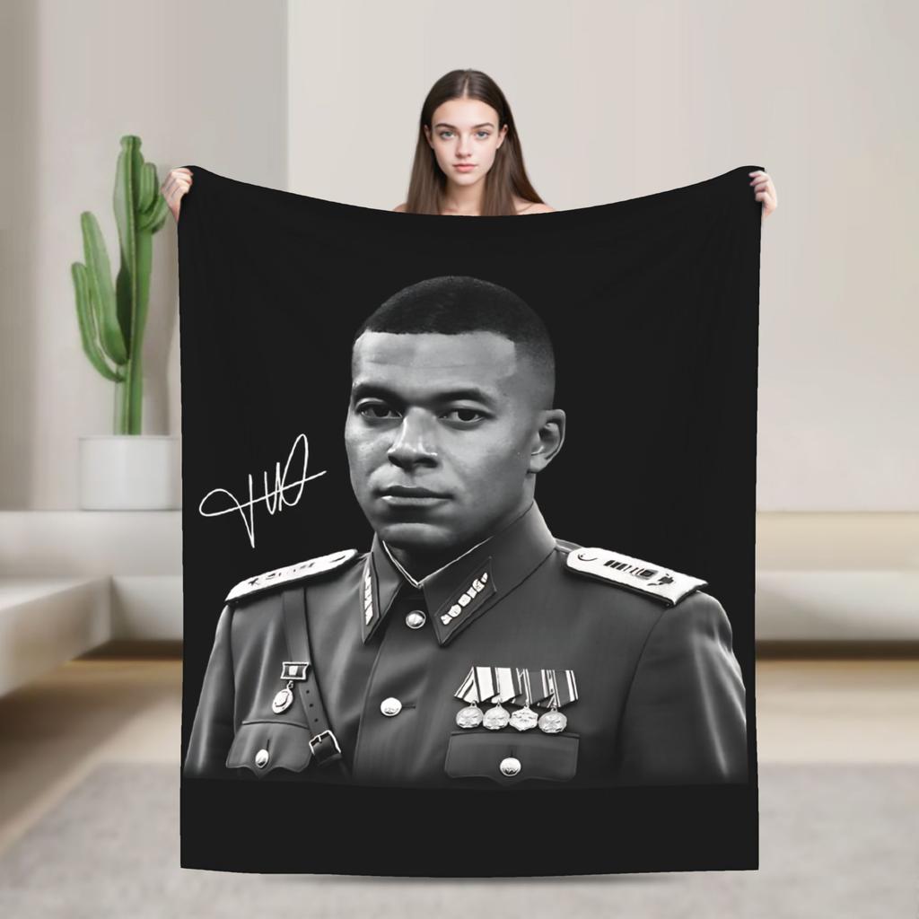 M-Mbappes Meme Soccer Blanket Cover Fleece Super Soft Throw Blanket for Bedroom Sofa Bed Rug