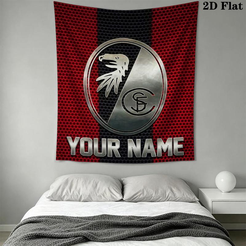 Custom Name SC Freiburg Wall Tapestry Aesthetic Wall Hanging Printed Fabric Blanket Decorative Tapestries for Bedroom Living Room Home Decor